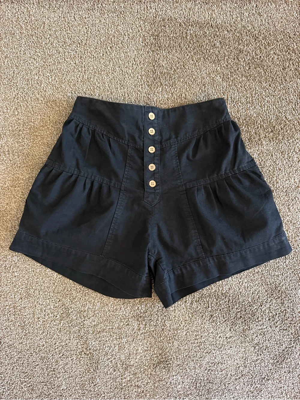 Cicy Bell High-Waist Black Button-Front Women's Shorts